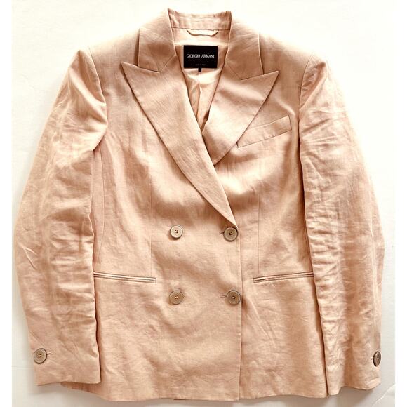Giorgio Armani Ladies Linen Double Breasted IT 48 US 12 Blazer Blush Pink - Picture 5 of 14